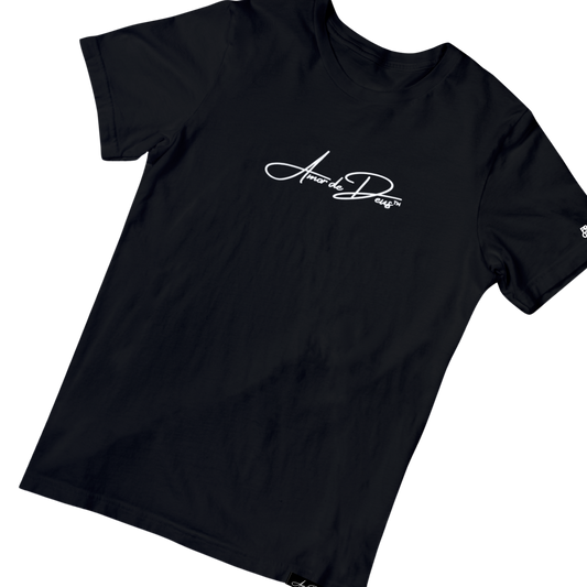 AmorDeDeus Script Logo T-Shirt - BLACK/WHITE