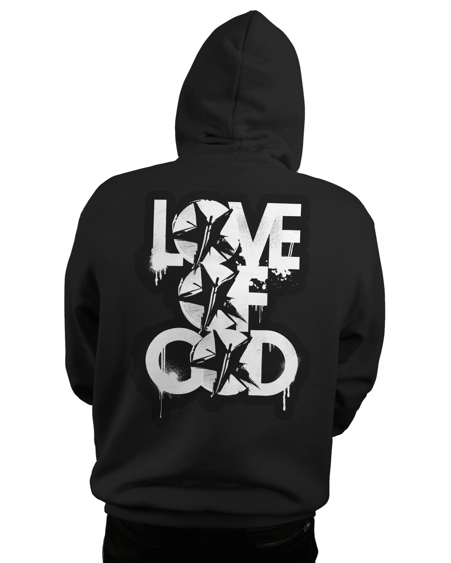 LOVE OF GOD Hoodie - BLACK/WHITE