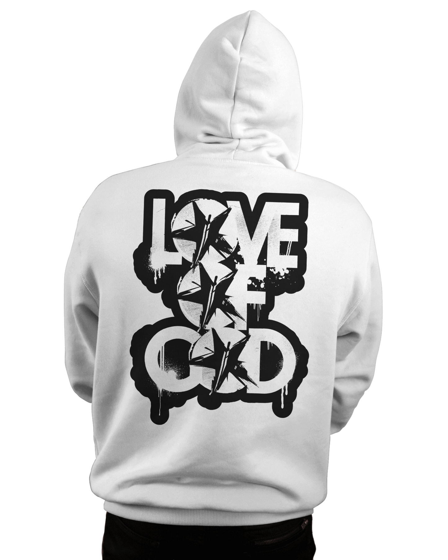 LOVE OF GOD Hoodie - WHITE/BLACK