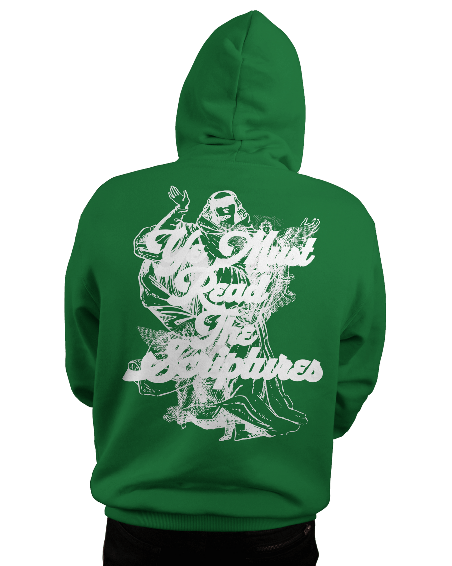 READ THE SCRIPTURES Hoodie - GREEN/WHITE