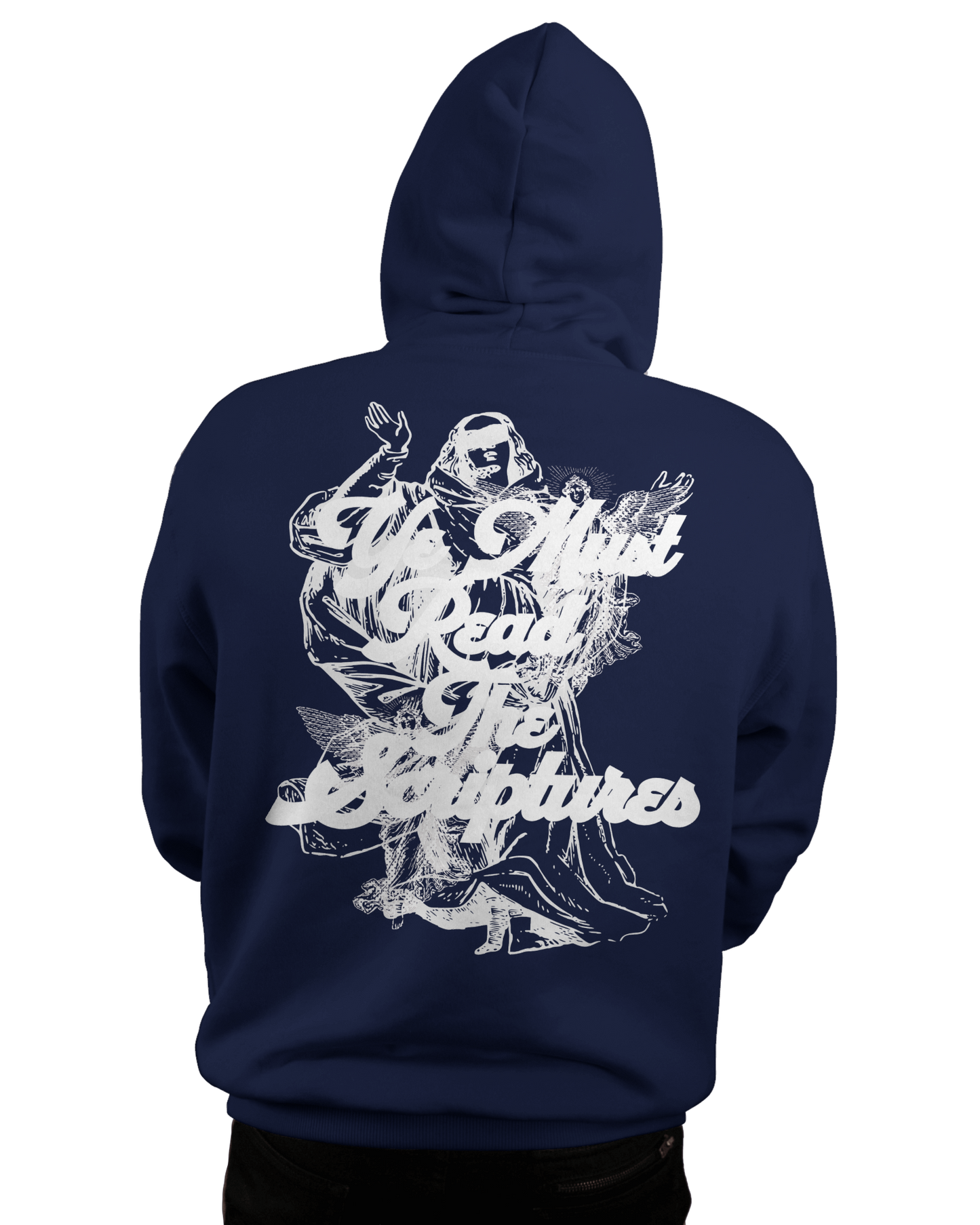 READ THE SCRIPTURES Hoodie - NAVY/WHITE