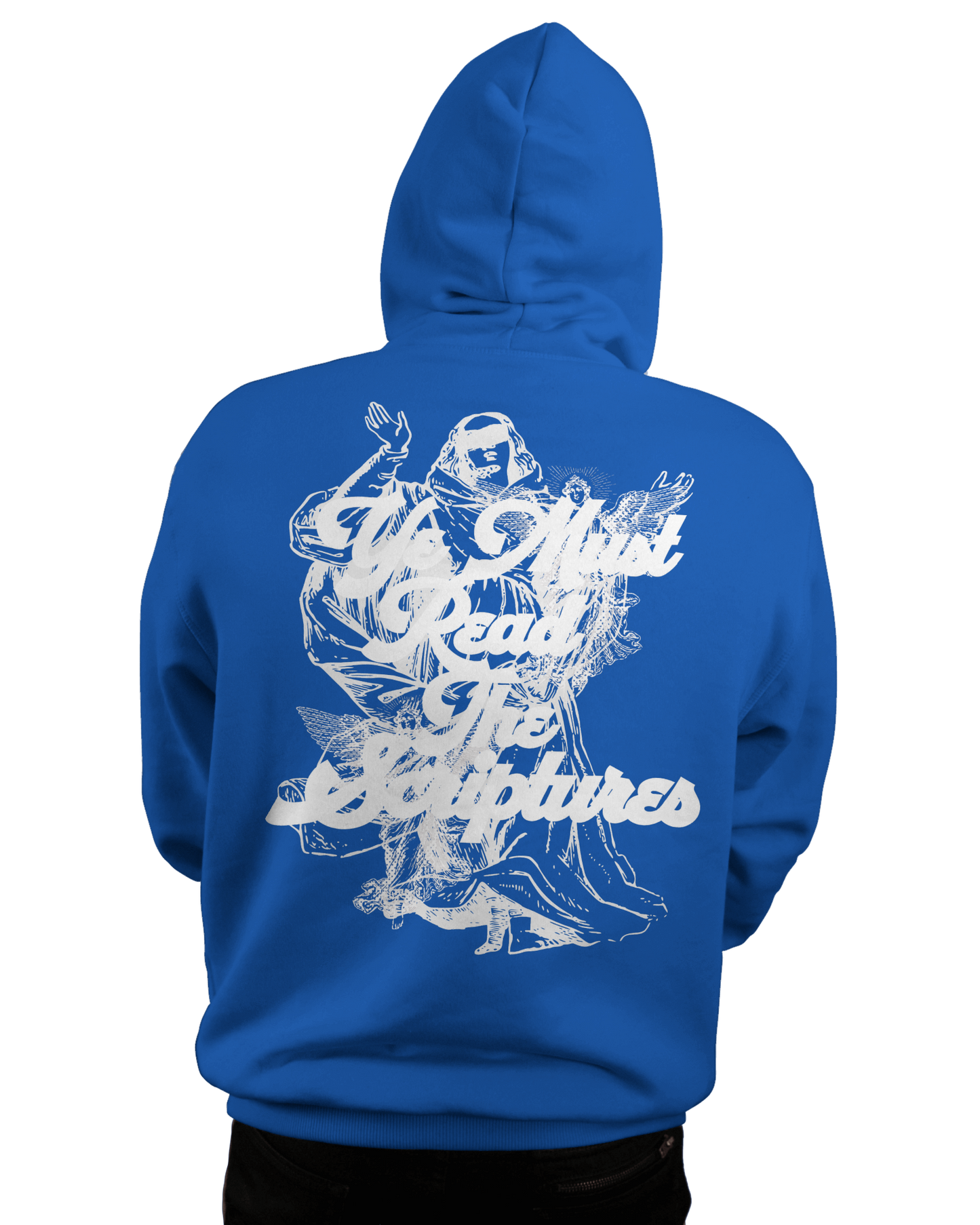 READ THE SCRIPTURES Hoodie - BLUE/WHITE