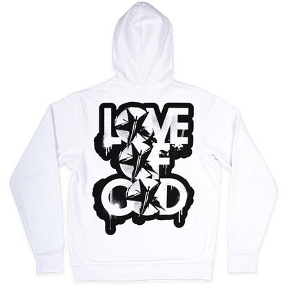 LOVE OF GOD Hoodie - WHITE/BLACK