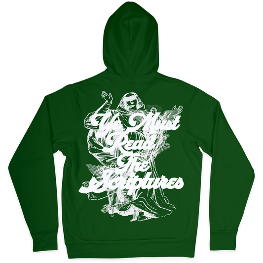 READ THE SCRIPTURES Hoodie - GREEN/WHITE