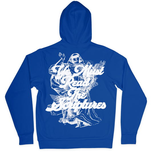 READ THE SCRIPTURES Hoodie - BLUE/WHITE