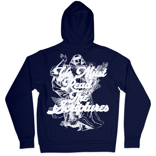 READ THE SCRIPTURES  Hoodie - NAVY/WHITE