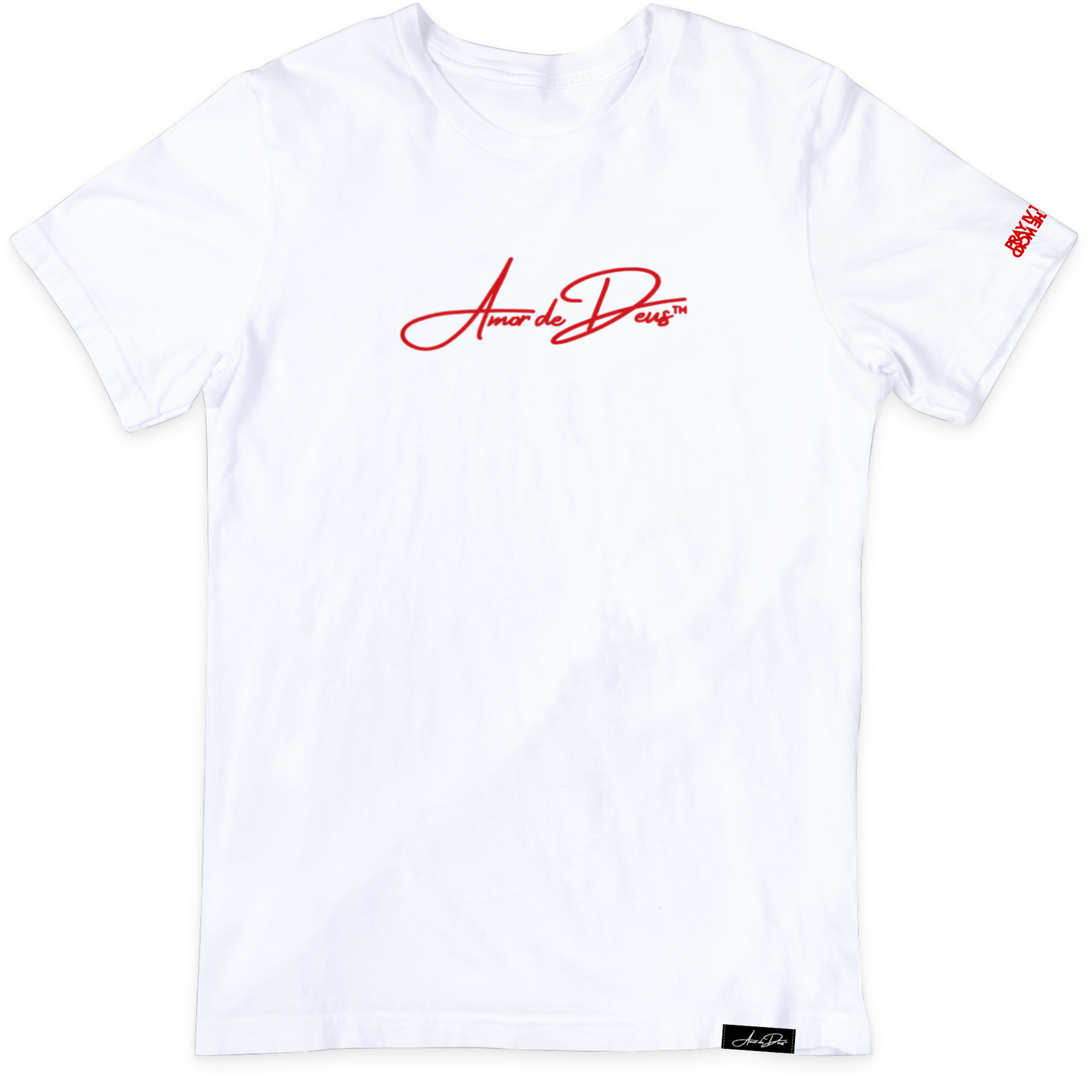 AmorDeDeus Script Logo T-Shirt - WHITE/RED