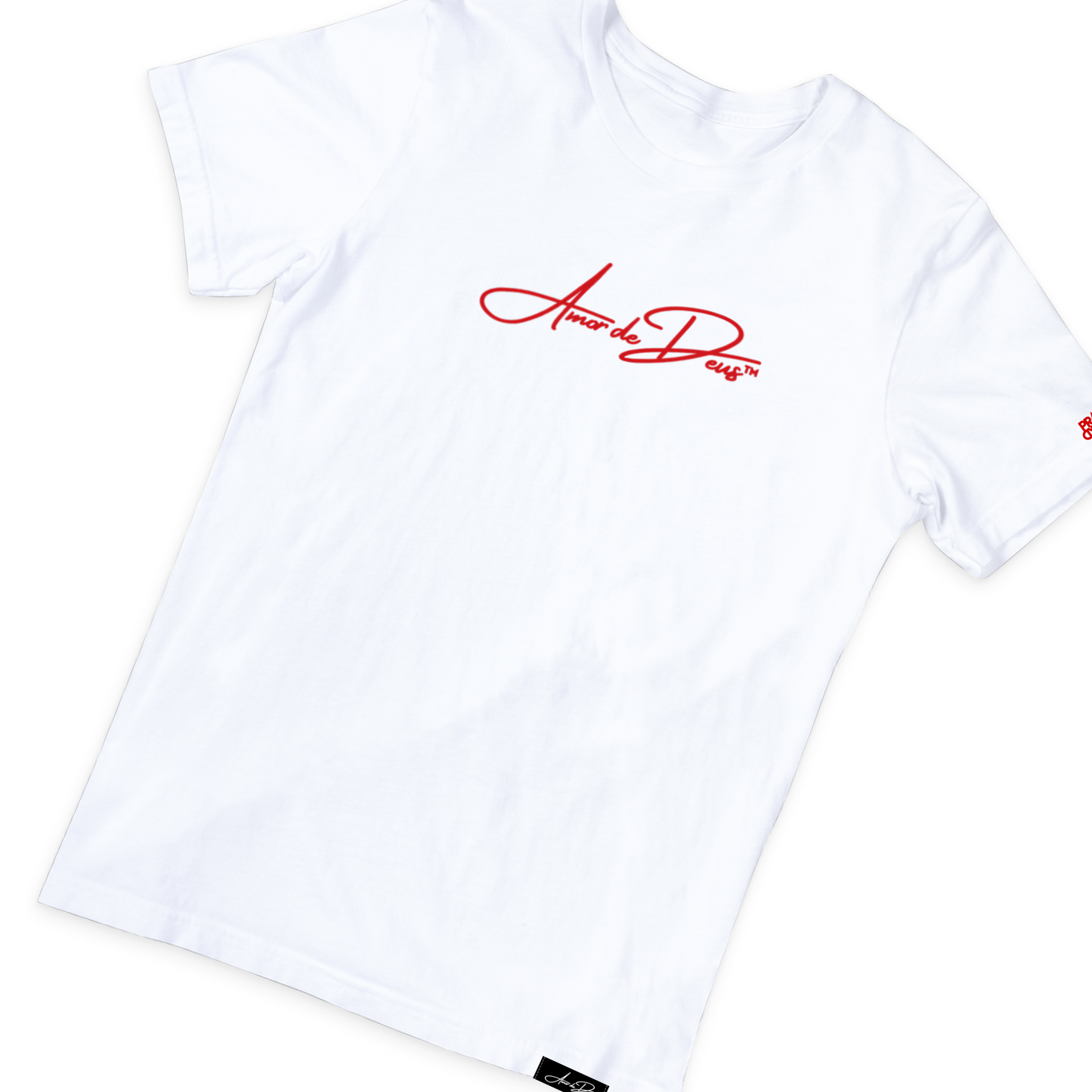 AmorDeDeus Script Logo T-Shirt - WHITE/RED