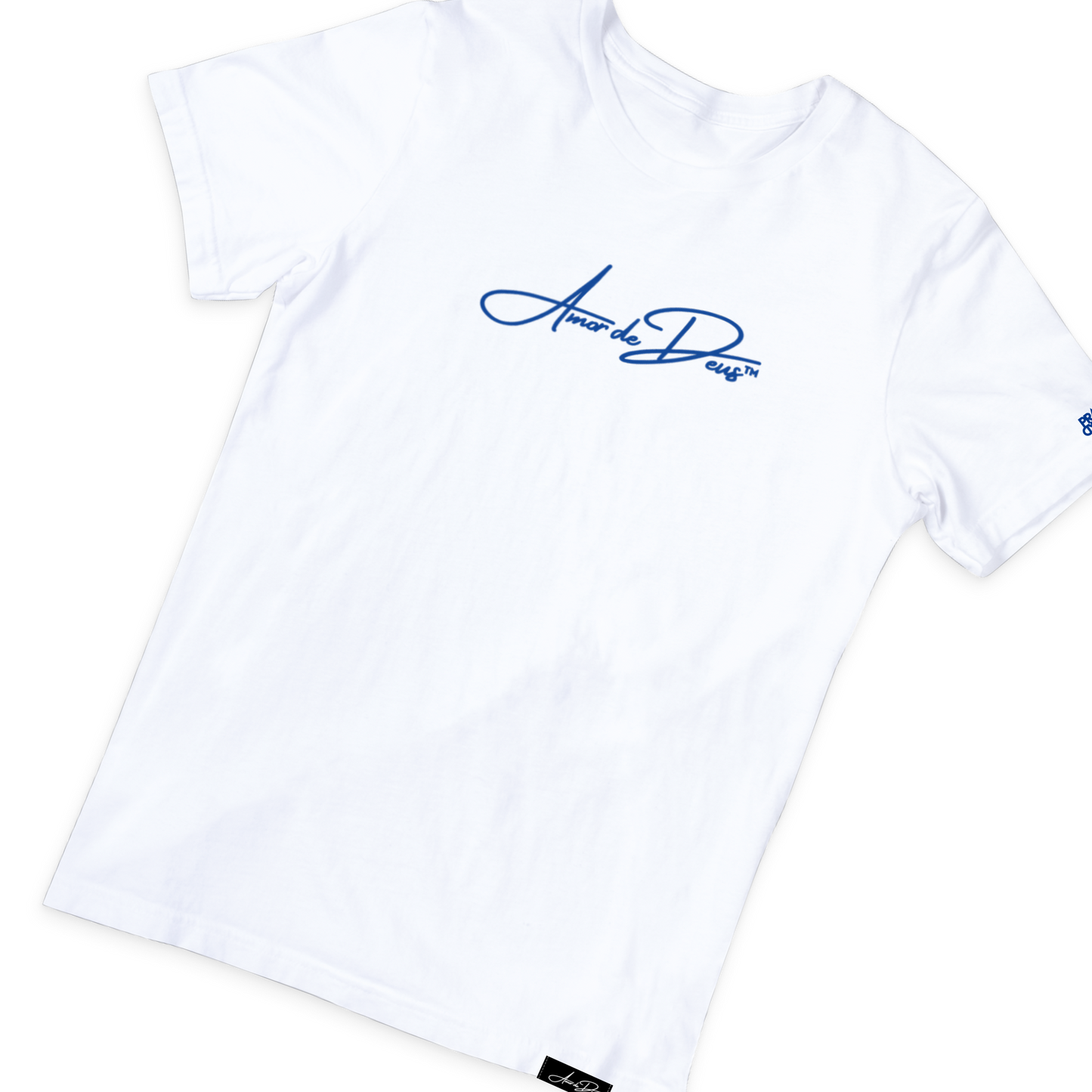 AmorDeDeus Script Logo T-Shirt - WHITE/BLUE