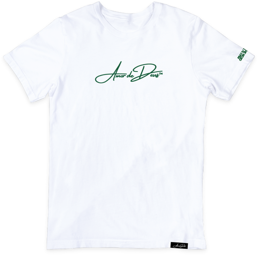 AmorDeDeus Script Logo T-Shirt - WHITE/GREEN