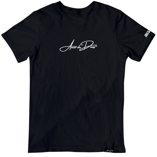 AmorDeDeus Script Logo T-Shirt - BLACK/WHITE