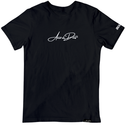 AmorDeDeus Script Logo T-Shirt - BLACK/WHITE