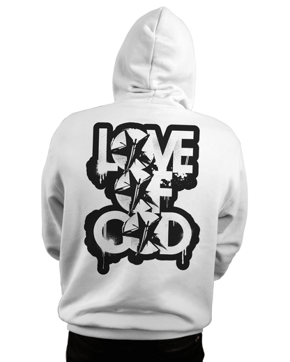 LOVE OF GOD Hoodie - WHITE/BLACK