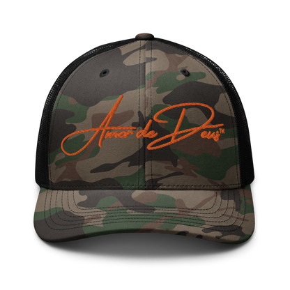 Script Logo Trucker Crwn - CAMO/ORANGE
